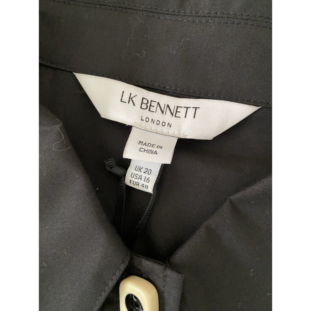 NWT LK Bennett Cally Pleated Shirt Dress Women's 16 Black Preppy Designer Office - Picture 9 of 15